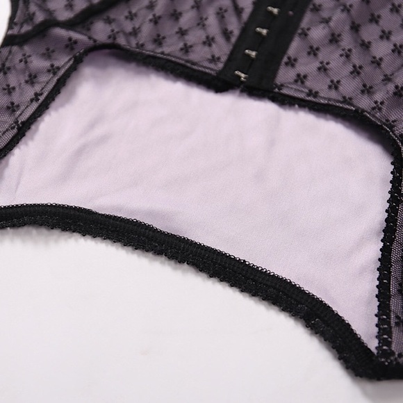 Purple & black hook front crop corset top - Picture 13 of 16